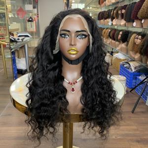 Perruque de cheveux humains vierges bruts de qualité 12A, ondulations profondes lâches, avec dentelle frontale transparente 13x4, prête à être expédiée, pour coiffures noires - Product Image 1