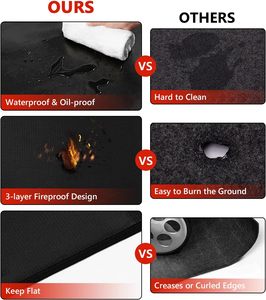 Tapis de protection facile à nettoyer pour brasero, résistant au feu, protège la terrasse extérieure du gras et des étincelles chaudes - Product Image 2