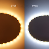 Bande lumineuse LED DC24V 14.4W SMD2110 2700K+6500K à variation d'intensité instantanée, haute luminosité sans points noirs pour la décoration intérieure