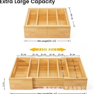 Bamboo <b>Drawer</b> Organizer With Adjustable Dividers For Kitchen <b>Storage</b> 26x9x30cm Foldable Compartments - Product Image 2