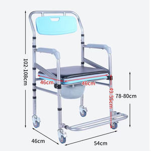 Fauteuil <span class=keywords><strong>roulant</strong></span> pliable léger et portable, chaise de douche moderne à roulettes, chaise de toilette de chevet pour personnes âgées handicapées - Product Image 6