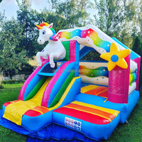 GMY Château gonflable licorne pour fête Location Gonfiabili Maison Gonflable Maison gonflable avec toboggan Combo