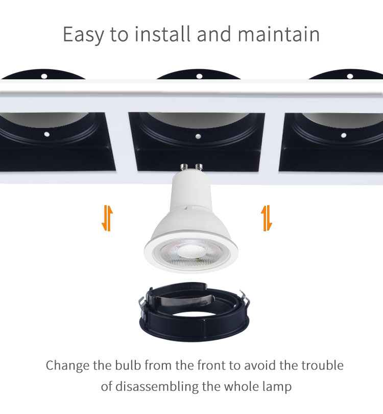Adjustable Angle Anti Glare Spot Light Recessed Three Head 250mm Led Downlight