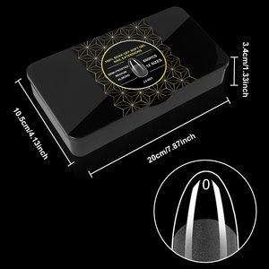 OEM sarung penuh transparan Stiletto panjang pendek Squart lembut ABS ujung XS kuku palsu jari buatan desain pra-desain - Product Image 3