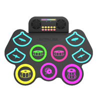Batterie électronique KS13C avec 9 pads en silicone, double haut-parleur, 10 kits, 990 sons, enregistrement, pliable, portable, rechargeable pour la pratique