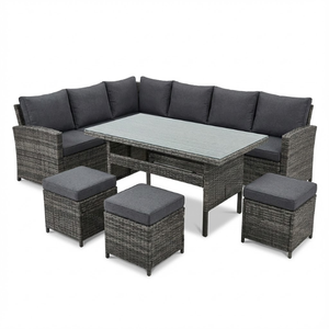 Conjunto <span class=keywords><strong>de</strong></span> Sofás Esquineros en Forma <span class=keywords><strong>de</strong></span> L <span class=keywords><strong>de</strong></span> <span class=keywords><strong>Aluminio</strong></span> <span class=keywords><strong>de</strong></span> Alta Gama y Confortable <span class=keywords><strong>de</strong></span> 5 Piezas <span class=keywords><strong>para</strong></span> Patio y Jardín - Product Image 3