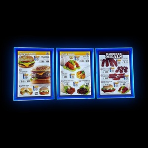 Affichage de menu intérieur publicitaire mural en acrylique ultra-fin avec éclairage LED, boîte à lumière en cristal, panneau de menu RGB pour restaurant - Product Image 1