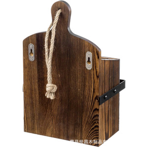 Porte-couverts en bois avec porte-serviettes, support de rangement pour ustensiles de cuisine de style planche à découper, support de rangement pour baguettes, cuillères, spatules - Product Image 5