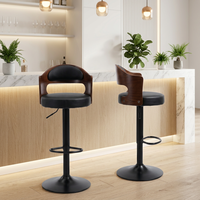 Tabourets de bar modernes en cuir PU personnalisables avec dossier en bois pour la maison – Vente en gros directe usine