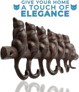 Rustic Brown Metal <strong>Seven</strong> <strong>Cats</strong> Wall Mounted Hanger Cast Iron Wall Hook - Product Image 4