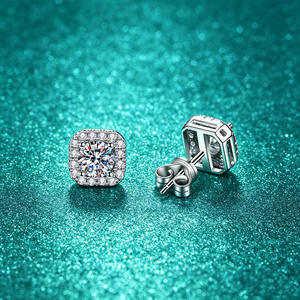 Wholesale RUNQI GRA Certificate S925 <b>Sterling</b> <b>Silver</b> Rhodium Plated Classic D Color VVS1 1CT Moissanite <b>Stud</b> <b>Earrings</b> Women's - Product Image 5