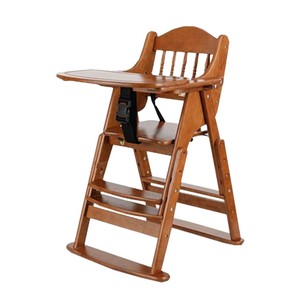 Trona de madera maciza para bebés, ajustable en altura, plegable, con bandeja y cinturón de seguridad para bebés de 0 a 12 meses - Product Image 5