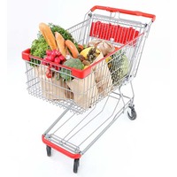 Chariot de supermarché en métal robuste, chariot de supermarché pliable, vente en gros