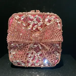 Amiqi-Bolso de noche de diamante para mujer, bolsa de noche personalizable con lazo de boda, muestra OEM, MRY12