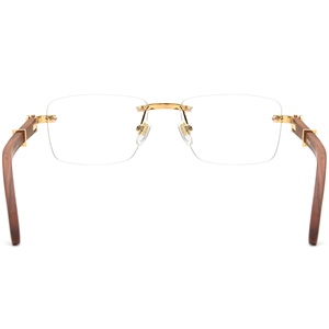 Gafas de Madera Sin Montura Borregls para <span class=keywords><strong>Hombre</strong></span>, Monturas de Gafas Cuadradas Sin Marco de Diseñador, Gafas Ópticas de Lujo para Mujer 50251 - Product Image 4