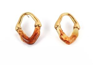 Bijoux pour femmes, boucles d'oreilles créoles en acier inoxydable haut de gamme, style français, couture creuse, design irrégulier, pour un luxe discret, niche vintage - Product Image 6