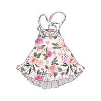 Nouvelle arrivée, robe dos nu à imprimé floral pour filles de 2 à 8 ans, personnalisable, écologique, respirante, été