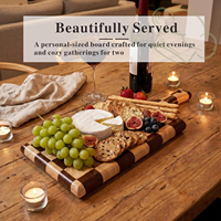 Acacia houten snijplanken voor keuken, charcuterie, slagerblok, serveerblad, fruit, brood, houten snijplank met ruitpatroon