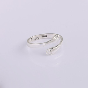 Anello regolabile avvolgente a mano in argento sterling STROLLGIRL love hug wedding band ring per coppie - Product Image 4