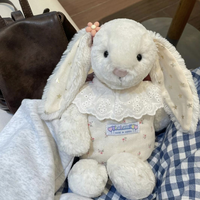Nouvelle Peluche Jelly Cat Lapin Bonnie à Oreilles Étoilées Blanches, Poupée Lapin Timide, Coussin Cadeau Vente en Gros