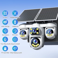Caméra solaire NotaTrust 8MP AOV 4G à quatre écrans, 3 PTZ, CCTV solaire, batterie 12000mAh, surveillance sans fil, protection de sécurité, caméra solaire