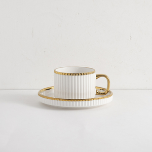 Luxury Embossed Ribbed White Porcelain Tableware <b>Set</b> Gold Rim Middle East European Style Hotel Restaurant Custom Logo Gift Box - Product Image 5