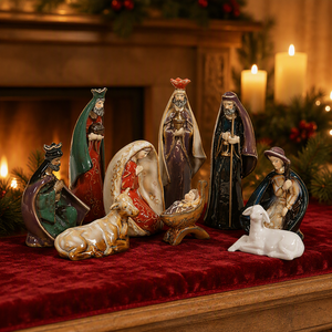 Decorazione Natalizia per la Casa, Statuetta della Sacra Famiglia, Set Presepe in Resina Colorata - Product Image 3