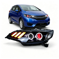 Ensemble de phares LED modifiés pour Honda Fit GK5 2014-2020, style Mustang, projecteur laser, œil de démon, clignotant séquentiel