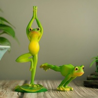Figurine en résine de grenouille de yoga amusante, ensemble de quatre poses de fitness différentes, statue pour la décoration de bureau à domicile
