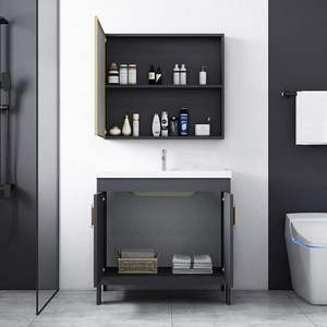 Ensemble de meuble-lavabo gris moderne Wayon avec miroir LED intelligent intégré et vasque en céramique pour projets résidentiels de luxe WW-YSG - Product Image 6