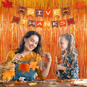 Cortina de Flecos de Lentejuelas Naranjas para Cumpleaños, Paquete de 2 Cortinas Brillantes, Decoración para Fiestas de Baloncesto, <span class=keywords><strong>Halloween</strong></span> y Acción de Gracias - Product Image 5