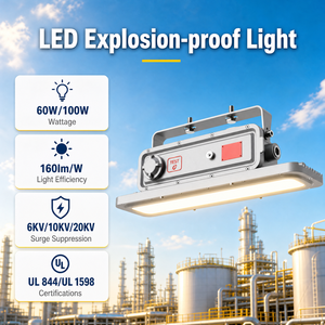 ไฟส่องสว่าง LED ป้องกันการระเบิด 100W IP66 UL844 CCT เลือกกำลังไฟได้ AC277-480V สำหรับสถานที่อันตรายในโรงงานเคมี - Product Image 6
