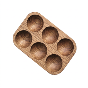 Porte-œufs en bois, 6 emplacements, plateau rectangulaire, petit-déjeuner, hôtel, café, HORECA, gravure personnalisée OEM, Vietnam - Product Image 1