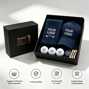 FX Custom Handmade Paper <b>Golf</b> Tournament Gift <b>Set</b> Silk Screen Printed Logo Towel Cap Balls Marker Tees for Corporate <b>Club</b> - Product Image 1