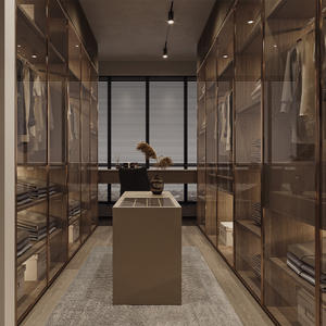 Placard moderne autoportant de luxe Armoires de chambre à coucher en bois personnalisées Conception ouverte MDF Matériau de porte Meubles de chambre à coucher - Product Image 1