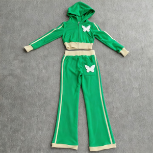 Completi Sportivi Personalizzati da <span class=keywords><strong>Donna</strong></span>: Set Due Pezzi Ricamati <span class=keywords><strong>con</strong></span> <span class=keywords><strong>Felpa</strong></span> <span class=keywords><strong>con</strong></span> <span class=keywords><strong>Cappuccio</strong></span> e Pantaloni a Zampa, <span class=keywords><strong>con</strong></span> <span class=keywords><strong>Zip</strong></span>, Stile Streetwear - Product Image 3