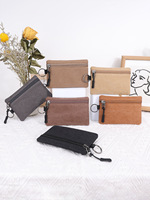 Dompet Koin Kompak Kantong Saku Tas Uang Receh dengan Resleting Tempat Penyimpanan Lipstik Kunci Dompet Uang Mini Tas Kanvas Gantungan Kunci