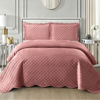 Parure de lit trois pièces matelassée à motif quadrillé en velours ultrasonique, luxe léger, haute qualité, fibres chimiques