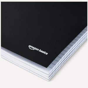 大学ノート（罫線入り、スパイラル綴じ）、5教科用、200枚、9 x 11インチ、黒 - Product Image 2