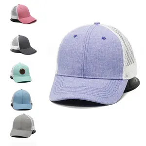 2023 Thiết Kế Mới Mens Trống Trucker Cap Lưới Trở Lại Tùy Chỉnh Hat Có Thể Điều Chỉnh Bóng Chày Mũ Mặt Trời Gorras Với PU Vá Mẫu Miễn Phí