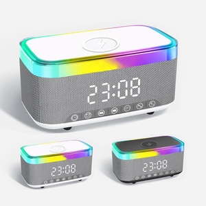 Xách tay BT Loa with15w sạc không dây đồng hồ báo thức RGB đầy màu sắc LED ánh sáng đèn bàn FM <span class=keywords><strong>Radio</strong></span> cho phòng khách Bàn Cạnh Giường ngủ - Product Image 6