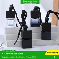 Diffuseur de parfum pour voiture en verre noir dégradé classique, vide, avec bouchon en bois noir personnalisé, pour huiles essentielles et parfums