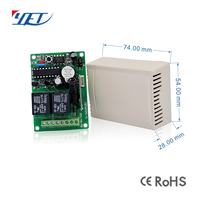 YET402PC Contrôleur sans fil à deux canaux 12/24v Récepteur Rf avec deux télécommandes pour porte automatique avec deux télécommandes