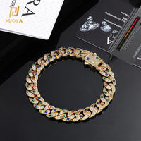 Bracelet chaîne cubaine multicolore en argent sterling 925 NUOYA avec fermoir diamanté pour homme, bijoux de luxe en moissanite