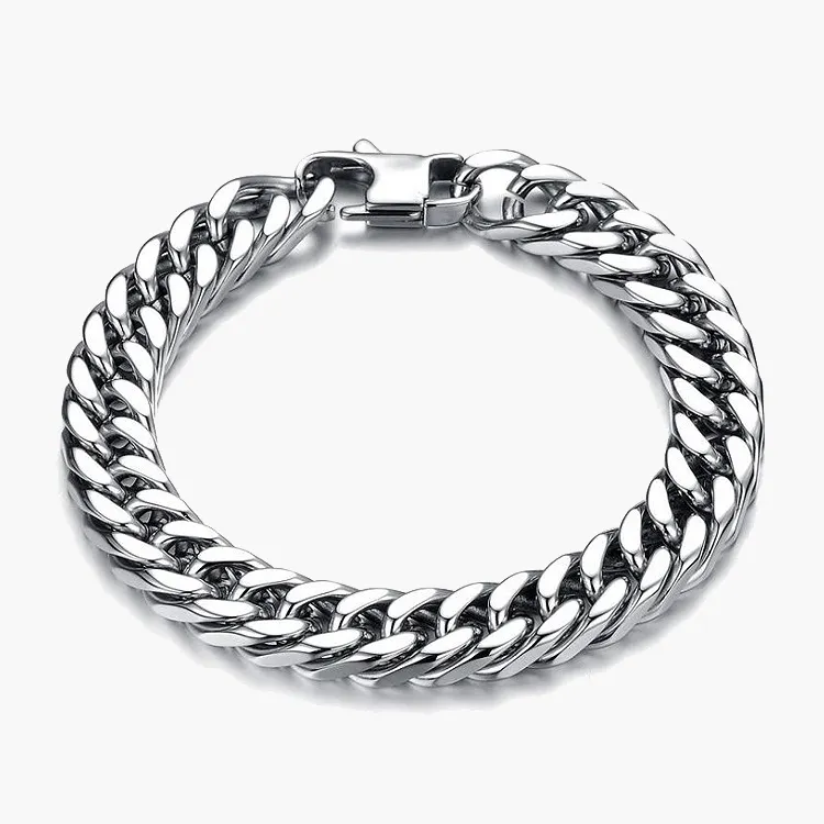 Hip Hop Style Cool Jewelry Accessories Stainless Steel 6mm to 12mm Cuban Link Chain Bracelet for Man Boys