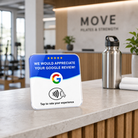 Support de carte NFC en acrylique pour avis Google, personnalisable, multilingue, étanche, plaque à tapoter, URL réinscriptible, RFID 13,56 MHz NTAG213