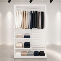 Présentoir Commercial pour Vêtements en Grille Diamantée Noire avec Tringle de Suspension et Étagères Slatwall