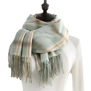 2022 autumn winter cashmere scarf with thick warm shawl Fashion check pashmina scarf for women