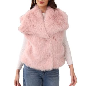 Gilet à grand <span class=keywords><strong>col</strong></span> disponible pour la nouvelle collection automne-hiver 2025, veste en fausse <span class=keywords><strong>fourrure</strong></span> pour femmes - Product Image 5