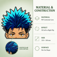 Autocollants Manga 3D Lenticulaires à Effet de Mouvement, Imprimés UV, Écologiques, Durables et Imperméables